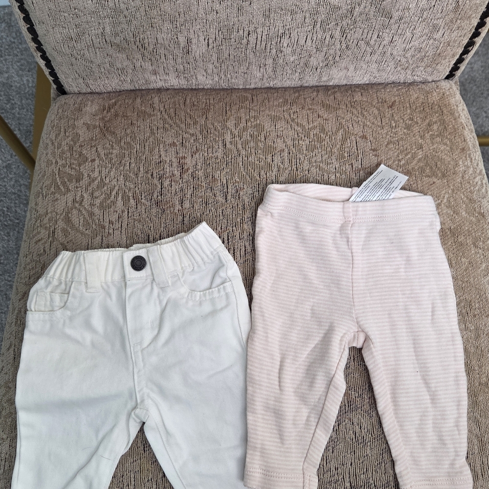 Carter Pink 3 Months and White Baby Pants Newborn.
